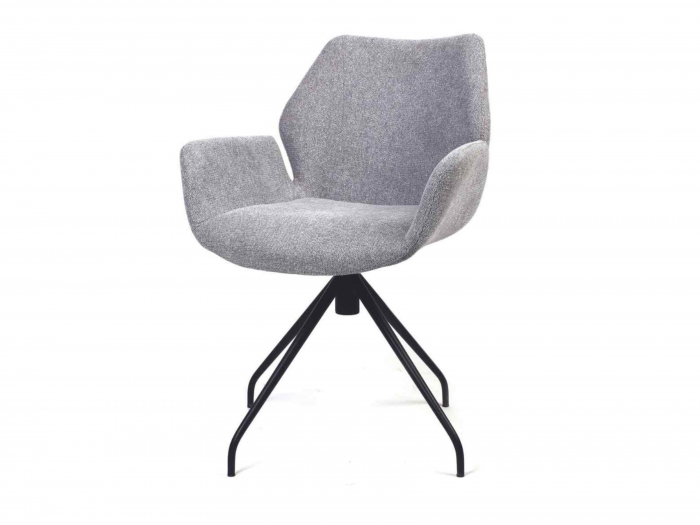 Scaun cu brate rotativ Hugo, tapitat, personalizabil, picioare metalice, scoica lemn masiv, stil contemporan, tapiterie stofa sau piele [2]