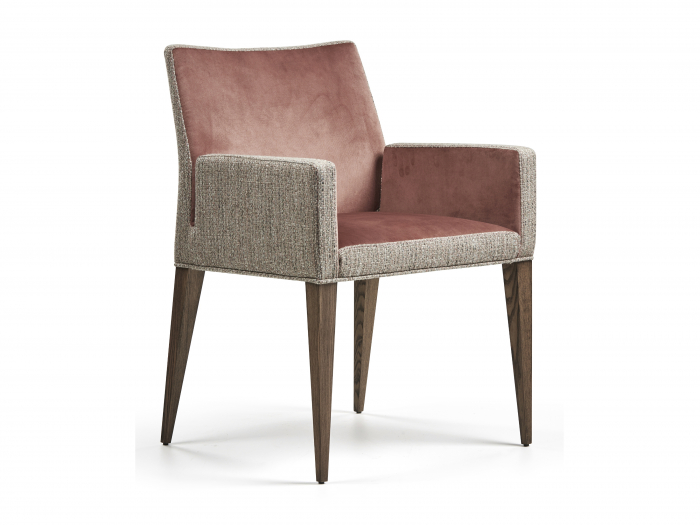 Scaun cu brate Turin, tapitat, personalizabil, picioare lemn masiv, stil modern, tapiterie stofa [5]
