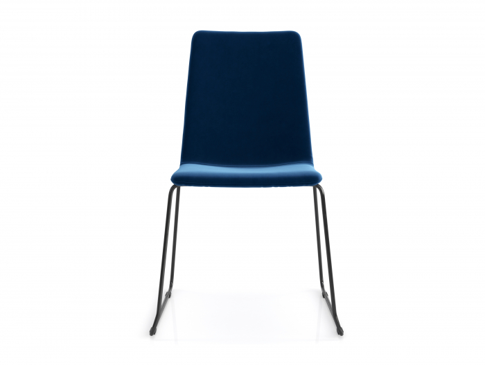 Scaun minimalist stivuibil Lara, tapitat, personalizabil, picioare metal, scoica lemn masiv, stil contemporan, tapiterie stofa sau piele [2]