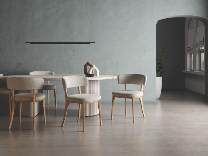 Scaun Molly, tapitat, personalizabil, lemn masiv stejar, stil contemporan, tapiterie stofa sau piele [2]