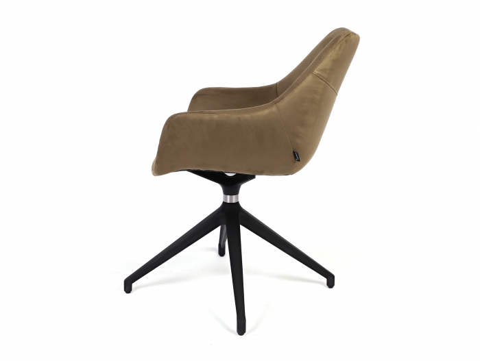 Scaun cu brate rotativ Simon, tapitat, personalizabil, picioare metalice, scoica lemn masiv, stil contemporan, tapiterie stofa sau piele [3]