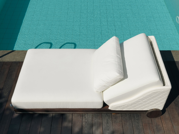 Sezlong pentru plaja cu spatar reglabil Portofino 100-150cm, personalizabil, stil contemporan, lemn masiv, stofa pentru uz exterior [6]