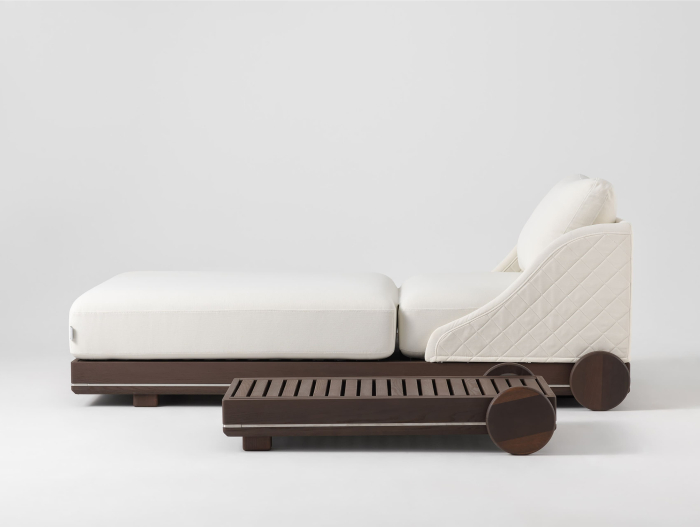 Sezlong pentru plaja cu spatar reglabil Portofino 100-150cm, personalizabil, stil contemporan, lemn masiv, stofa pentru uz exterior [21]
