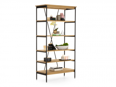 Biblioteca Atlas 100cm, modulara, lemn masiv de stejar si otel, multiple finisaje disponibile, stil minimalist [6]