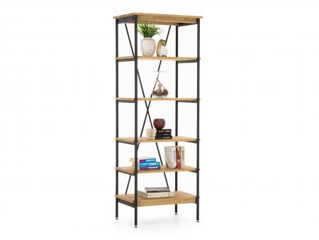 Biblioteca Atlas 70cm, modulara, lemn masiv de stejar si otel, multiple finisaje disponibile, stil minimalist [1]