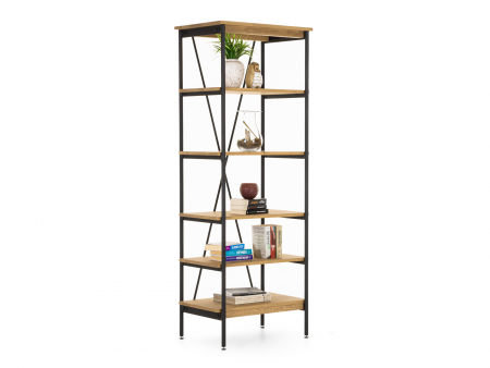 Biblioteca Atlas 70cm, modulara, lemn masiv de stejar si otel, multiple finisaje disponibile, stil minimalist [5]