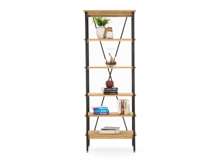 Mobila Biblioteca - Biblioteca Atlas 70cm, modulara, lemn masiv de stejar si otel, multiple finisaje disponibile, stil minimalist