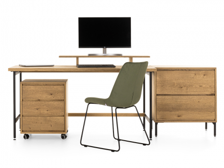 Birou Atlas 160cm, modular, lemn masiv si otel, multiple finisaje disponibile, stil minimalist [8]