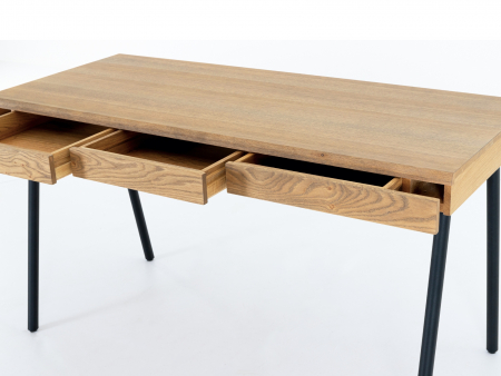 Birou 3 sertare Soho 140cm, lemn de stejar si otel, multiple finisaje disponibile, stil contemporan [10]