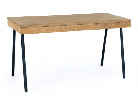 Branduri - Birou 3 sertare Soho 140cm, lemn de stejar si otel, multiple finisaje disponibile, stil contemporan