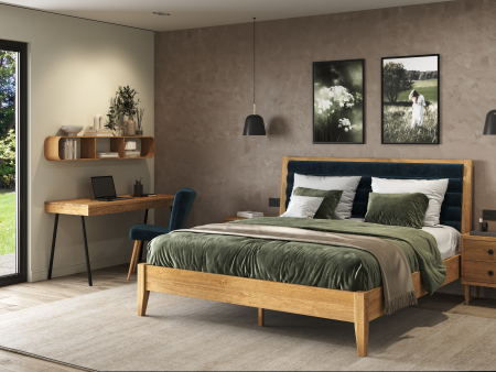 Birou 3 sertare Soho cu etajera de perete 140cm, lemn de stejar si otel, multiple finisaje disponibile, stil contemporan [7]
