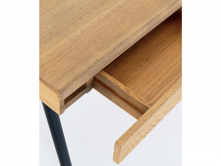 Birou 3 sertare Soho cu etajera de perete 140cm, lemn de stejar si otel, multiple finisaje disponibile, stil contemporan [6]