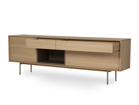 Bufet 2 usi 2 sertare Treviso 240cm, lemn de stejar, picioare metalice, feronerie cu amortizare, multiple finisaje disponibile, stil contemporan [5]