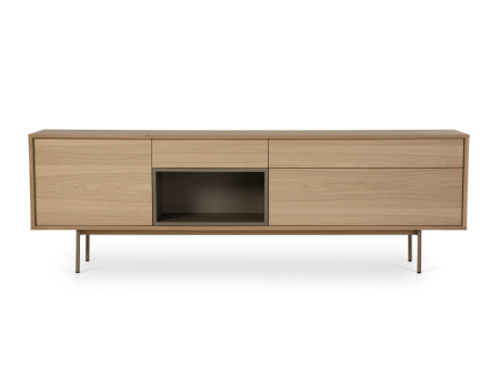 Comoda Dormitor - Bufet 2 usi 2 sertare Treviso 240cm, lemn de stejar, picioare metalice, feronerie cu amortizare, multiple finisaje disponibile, stil contemporan