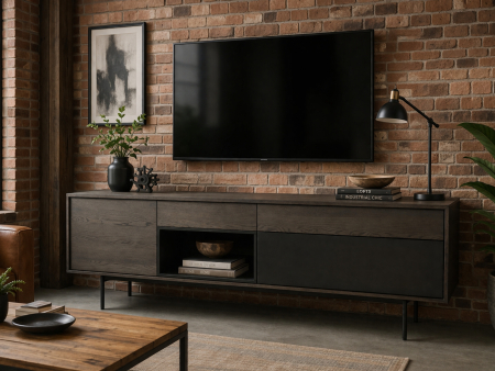 Bufet 2 usi 2 sertare Treviso 240cm, lemn de stejar, picioare metalice, feronerie cu amortizare, multiple finisaje disponibile, stil contemporan [1]