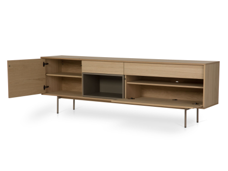 Bufet 2 usi 2 sertare Treviso 240cm, lemn de stejar, picioare metalice, feronerie cu amortizare, multiple finisaje disponibile, stil contemporan [7]