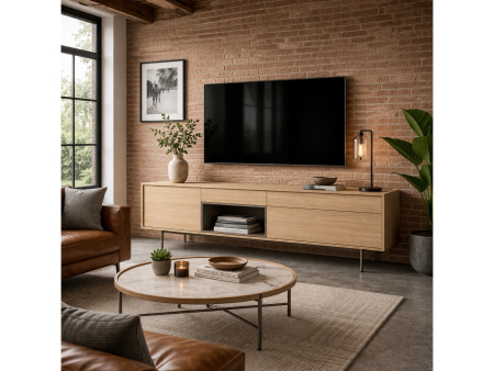 Bufet 2 usi 2 sertare Treviso 240cm, lemn de stejar, picioare metalice, feronerie cu amortizare, multiple finisaje disponibile, stil contemporan [5]