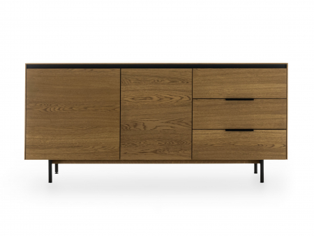 Bufet 2 usi 3 sertare Linea 179cm, lemn de stejar, picioare metalice, feronerie cu amortizare, multiple finisaje disponibile, stil contemporan [5]