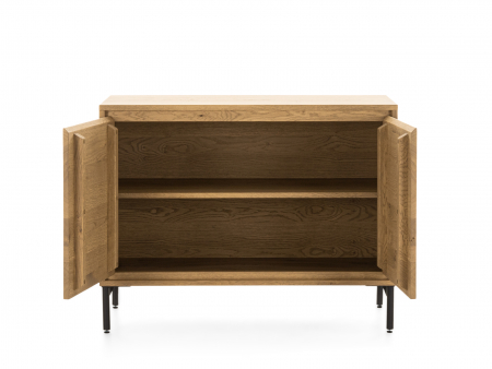 Bufet 2 usi Atlas 100cm, modular, lemn masiv de stejar, picioare metalice, feronerie cu amortizare, multiple finisaje disponibile, stil minimalist [4]