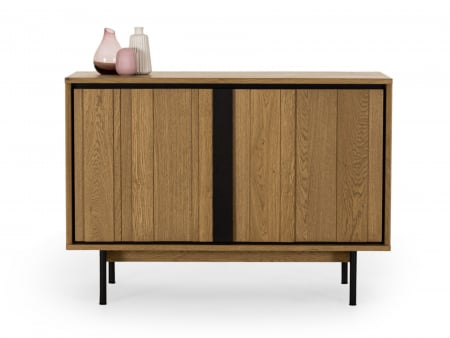 Comoda TV - Bufet 2 usi Raya 116cm, lemn de stejar, picioare metalice, feronerie cu amortizare, multiple finisaje disponibile, stil contemporan