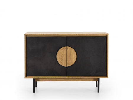 Bufet 2 usi Veneto 116cm, lemn de stejar si microciment, picioare metalice, feronerie cu amortizare, multiple finisaje disponibile, stil contemporan [5]