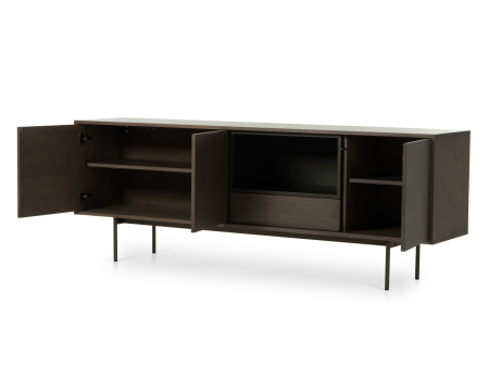 Bufet 3 usi 1 sertar Treviso 213cm, lemn de stejar, picioare metalice, feronerie cu amortizare, multiple finisaje disponibile, stil contemporan [5]