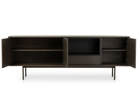 Bufet 3 usi 1 sertar Treviso 213cm, lemn de stejar, picioare metalice, feronerie cu amortizare, multiple finisaje disponibile, stil contemporan [1]