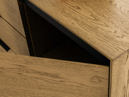 Bufet 3 usi 3 sertare Linea 228cm, lemn de stejar, picioare metalice, feronerie cu amortizare, multiple finisaje disponibile, stil contemporan [13]