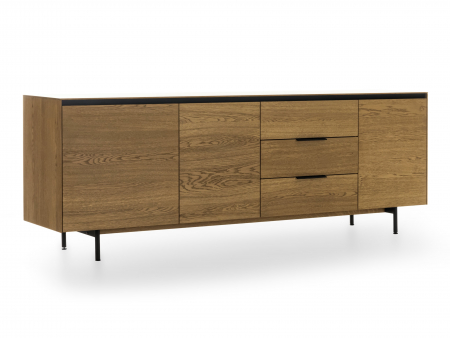 Bufet 3 usi 3 sertare Linea 228cm, lemn de stejar, picioare metalice, feronerie cu amortizare, multiple finisaje disponibile, stil contemporan [8]