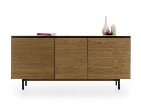 Mobila Dining - Bufet 3 usi Linea 179cm, lemn de stejar, picioare metalice, feronerie cu amortizare, multiple finisaje disponibile, stil contemporan