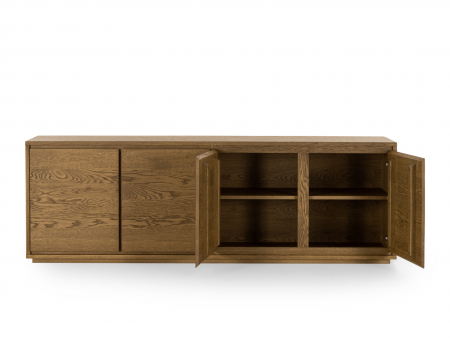 Bufet 4 usi Kiss 203cm, lemn de stejar, soclu 3cm, feronerie cu amortizare, multiple finisaje disponibile, stil minimalist [1]