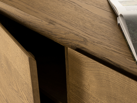 Bufet 4 usi Kiss 203cm, lemn de stejar, soclu 3cm, feronerie cu amortizare, multiple finisaje disponibile, stil minimalist [8]