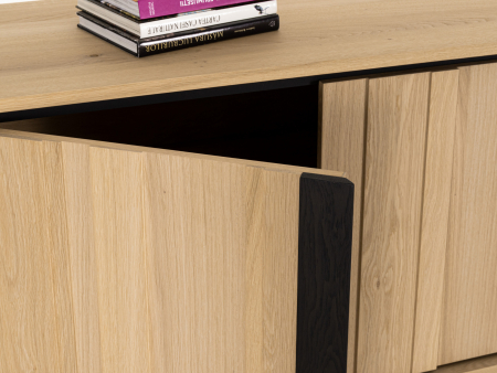 Bufet 4 usi Raya 227cm, lemn de stejar, picioare metalice, feronerie cu amortizare, multiple finisaje disponibile, stil contemporan [11]
