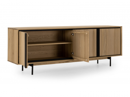 Bufet 4 usi Raya 227cm, lemn de stejar, picioare metalice, feronerie cu amortizare, multiple finisaje disponibile, stil contemporan [8]