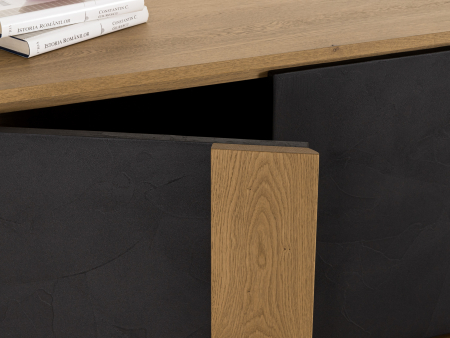 Bufet 4 usi Veneto 227cm, lemn de stejar si microciment, picioare metalice, feronerie cu amortizare, multiple finisaje disponibile, stil contemporan [11]