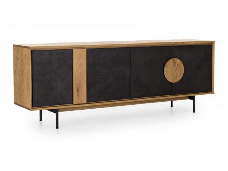 Bufet 4 usi Veneto 227cm, lemn de stejar si microciment, picioare metalice, feronerie cu amortizare, multiple finisaje disponibile, stil contemporan [3]