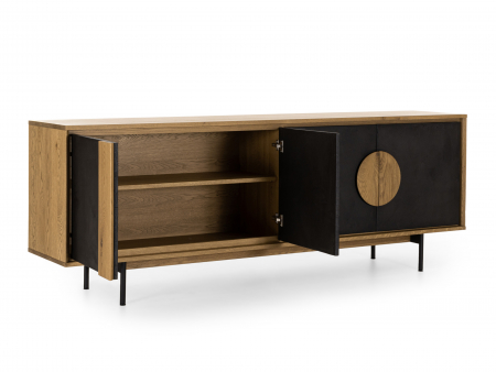 Bufet 4 usi Veneto 227cm, lemn de stejar si microciment, picioare metalice, feronerie cu amortizare, multiple finisaje disponibile, stil contemporan [5]