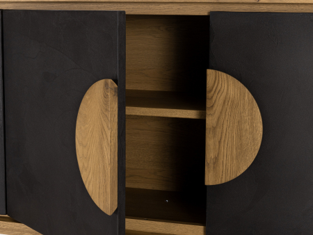 Bufet 4 usi Veneto 227cm, lemn de stejar si microciment, picioare metalice, feronerie cu amortizare, multiple finisaje disponibile, stil contemporan [15]