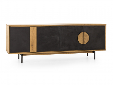 Bufet 4 usi Veneto 227cm, lemn de stejar si microciment, picioare metalice, feronerie cu amortizare, multiple finisaje disponibile, stil contemporan [12]