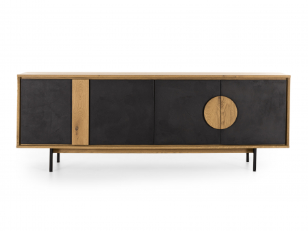 Bufet 4 usi Veneto 227cm, lemn de stejar si microciment, picioare metalice, feronerie cu amortizare, multiple finisaje disponibile, stil contemporan [9]