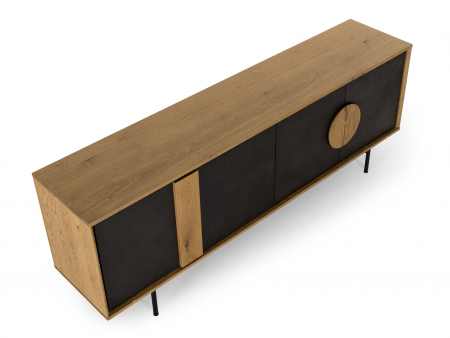 Bufet 4 usi Veneto 227cm, lemn de stejar si microciment, picioare metalice, feronerie cu amortizare, multiple finisaje disponibile, stil contemporan [14]