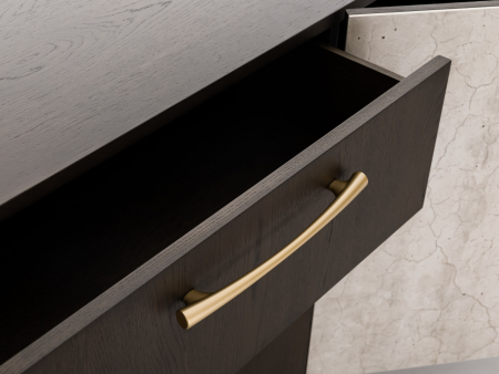 Bufet 2 usi 3 sertare 1 nisa Galla C 228cm, personalizabil, lemn de stejar, culori contrastante, ceramica, riflaj, picioare metalice, feronerie cu amortizare, stil contemporan [10]