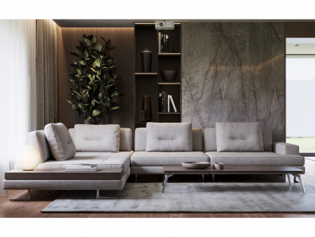 Canapea cu Masuta Ermes Modulara Personalizabila 339cm Stil Contemporan Cadru Lemn Masiv Tapiterie Stofa sau Piele [4]