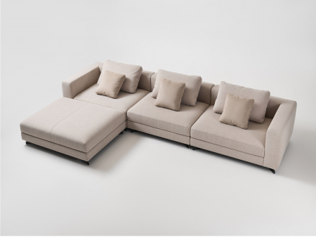 Canapele - Coltar cu Sezlong Coin Modular Personalizabil 412x225cm Stil Contemporan Cadru Lemn Masiv Tapiterie Stofa sau Piele