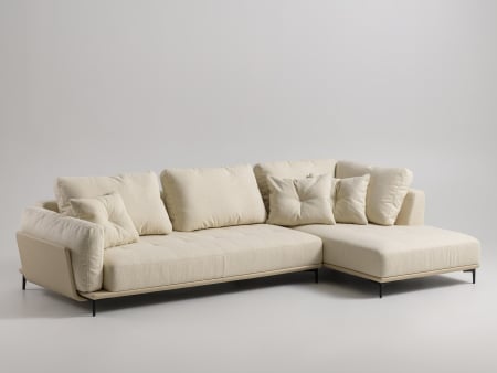 Mobila Living - Coltar cu Sezlong Naive Modular Personalizabil 336cm Stil Contemporan Cadru Lemn Masiv Tapiterie Stofa sau Piele