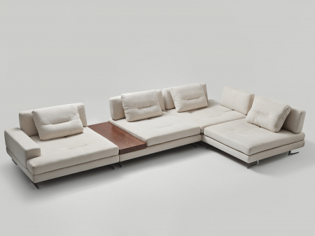 Canapele - Coltar cu Sezlong si Masuta Ermes Modular Personalizabil 456x261cm Stil Contemporan Cadru Lemn Masiv Tapiterie Stofa sau Piele