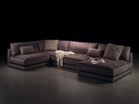 Coltar cu Sezlong Katarina Modular Personalizabil 385x227cm Stil Contemporan Cadru Lemn Masiv Tapiterie Stofa sau Piele [29]