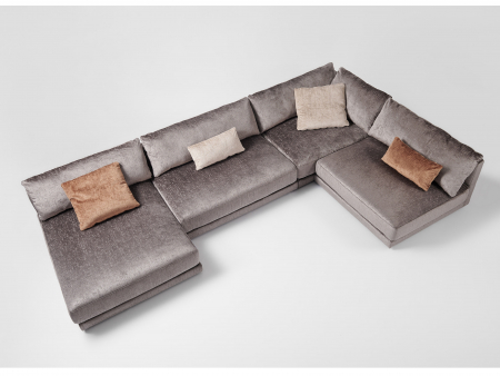 Coltare & Chaiselong - Coltar cu Sezlong Katarina Modular Personalizabil 385x227cm Stil Contemporan Cadru Lemn Masiv Tapiterie Stofa sau Piele