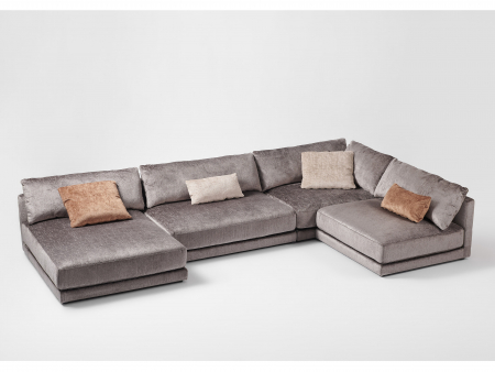 Coltar cu Sezlong Katarina Modular Personalizabil 385x227cm Stil Contemporan Cadru Lemn Masiv Tapiterie Stofa sau Piele [3]