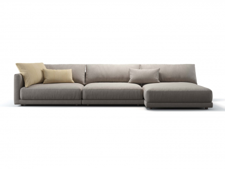 Coltare & Chaiselong - Coltar cu Sezlong Katarina Modular Personalizabil 370cm Stil Contemporan Cadru Lemn Masiv Tapiterie Stofa sau Piele